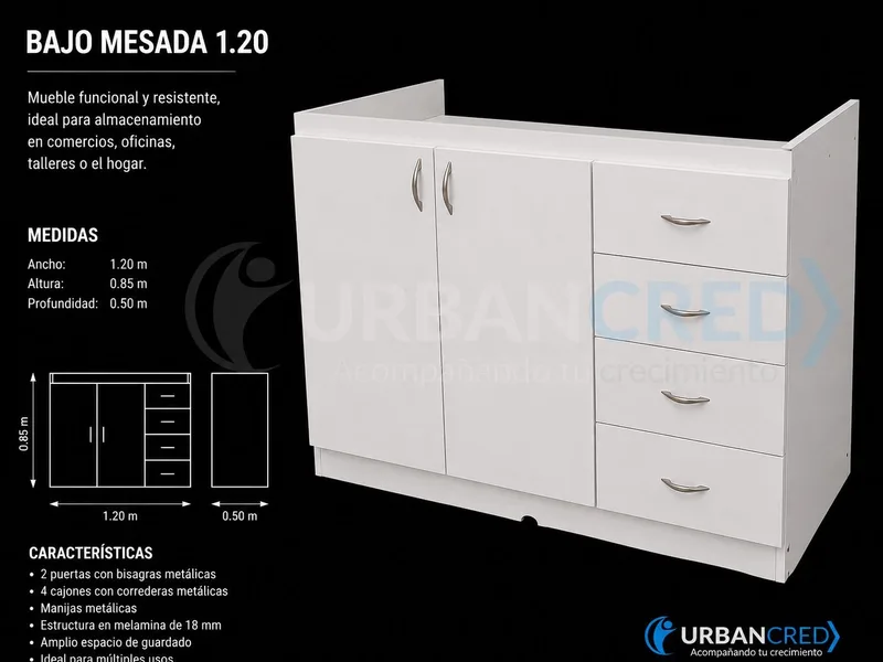 Bajo mesada Urban 1,20 m blanco